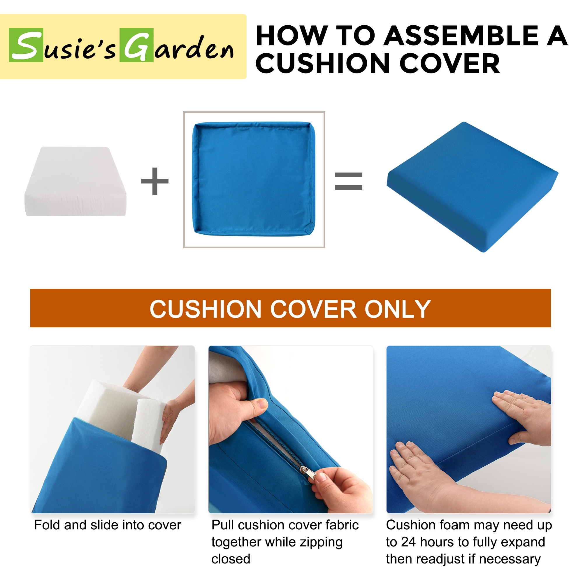 6 Pcs Outdoor Cushion Covers 23x25x4 Patio Cushions Covers Replacement Waterproof with Zipper Covers Only