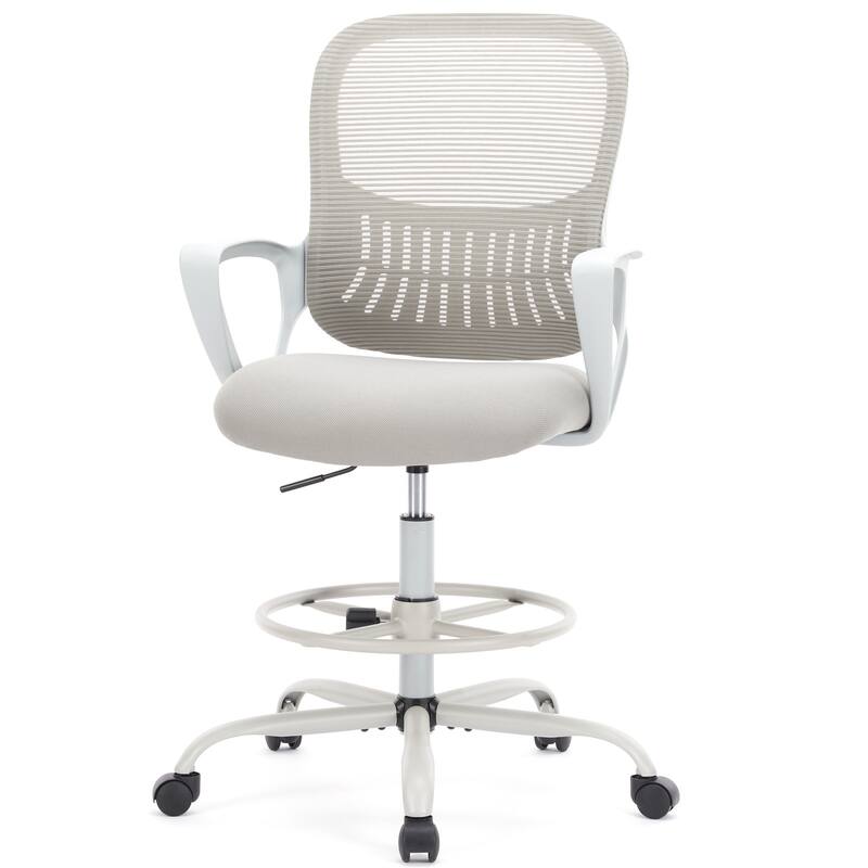 Ergonomic Tall Mesh Office Chair with Storable Lumbar Support - Grey