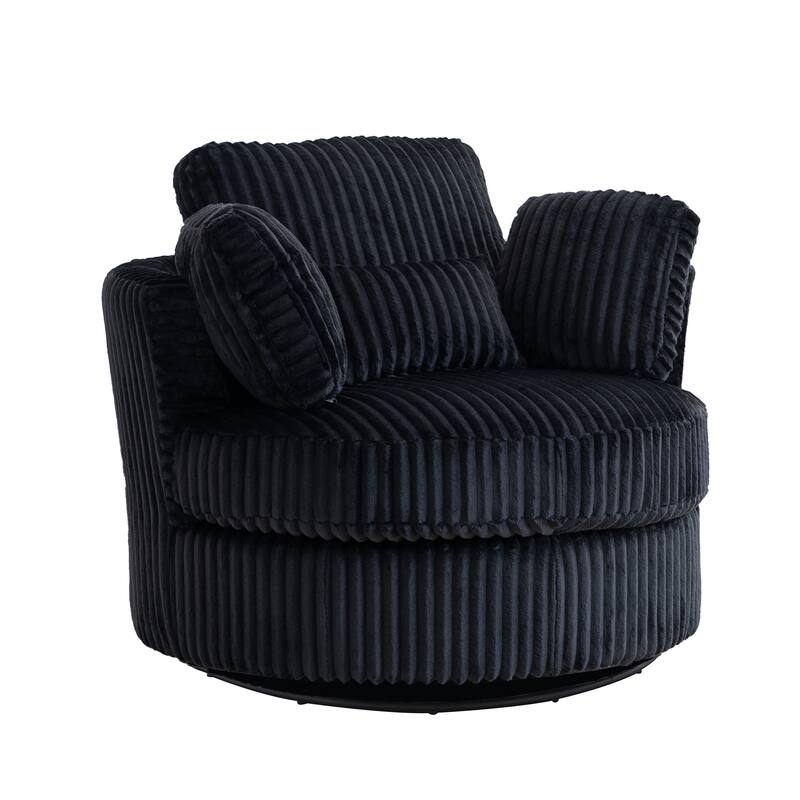 Corduroy 360° Swivel Barrel Chair with 4 Pillows and 400lb Weight Capacity