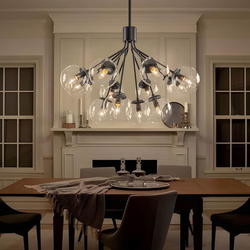 Starsky 12-Light Modern Bubble Seeded Glass Chandelier
