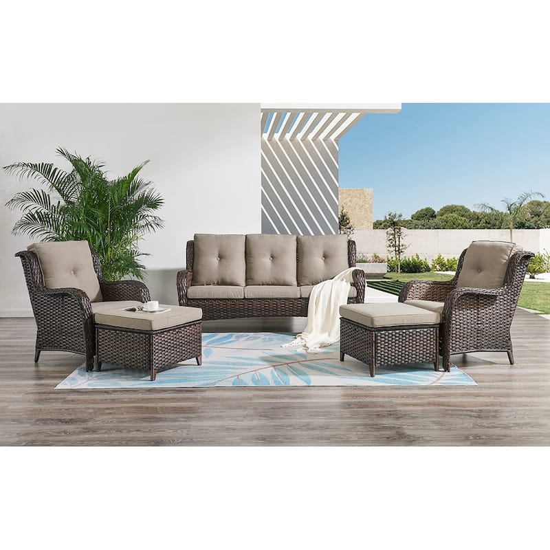 Pocassy 5-Piece Patio Furniture Set with Ottomans
