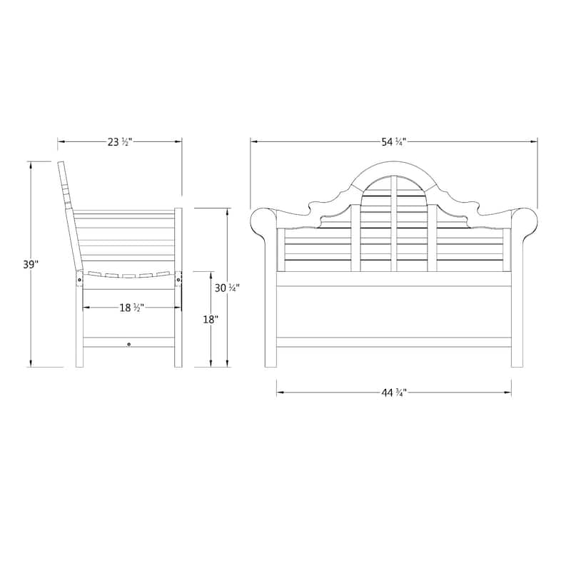 Cambridge Casual Lutyens 4ft Teak Wood Outdoor Bench