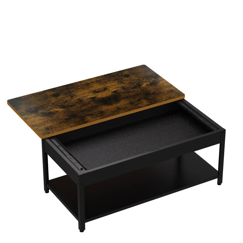 Modern Coffee Table End Table with Lockable Drawer, Double-Layer Accent Table Dining Table with Hidden Storage