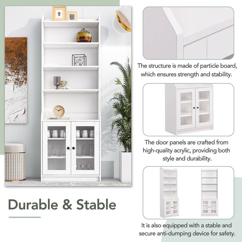 Contemporary Bookshelf with Adjustable Shelves for Living Room