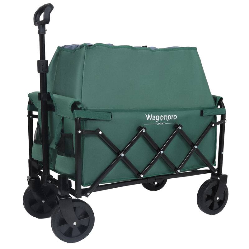 Expandable Dual-Layer Utility Wagon with 100% Extra Space - Grocery Cart for Camping, Shopping, Sports, Gardening, Fishing