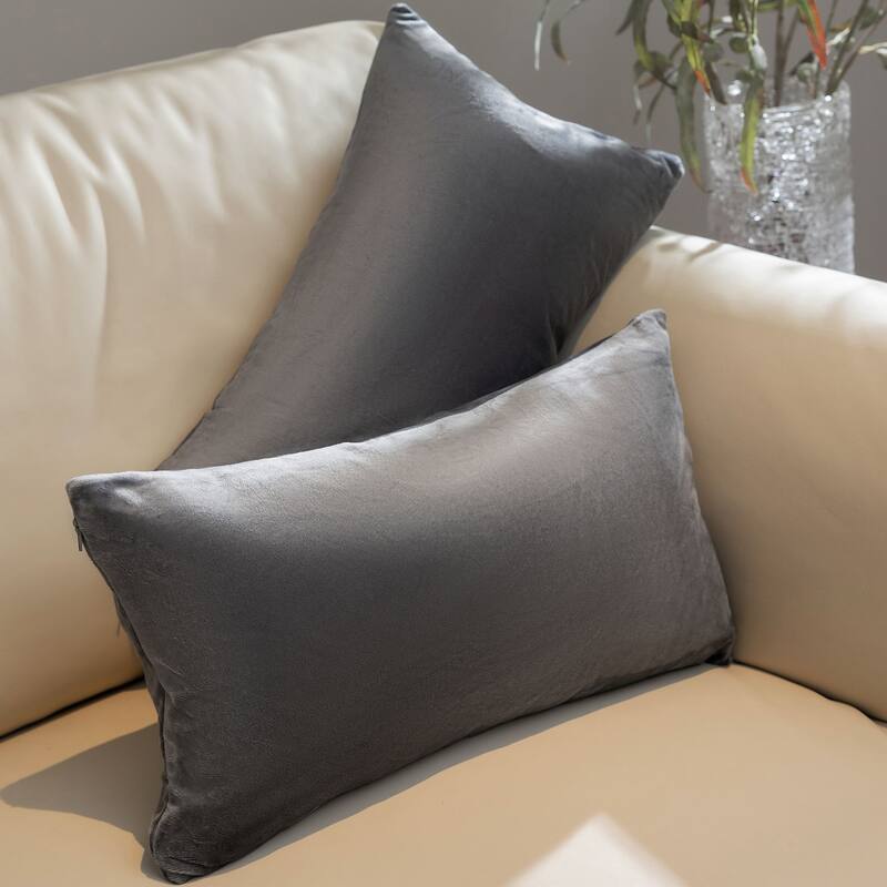 Cheer Collection Set of 2 Hollow Fiber Filled Couch Pillows - 12x20 - Grey