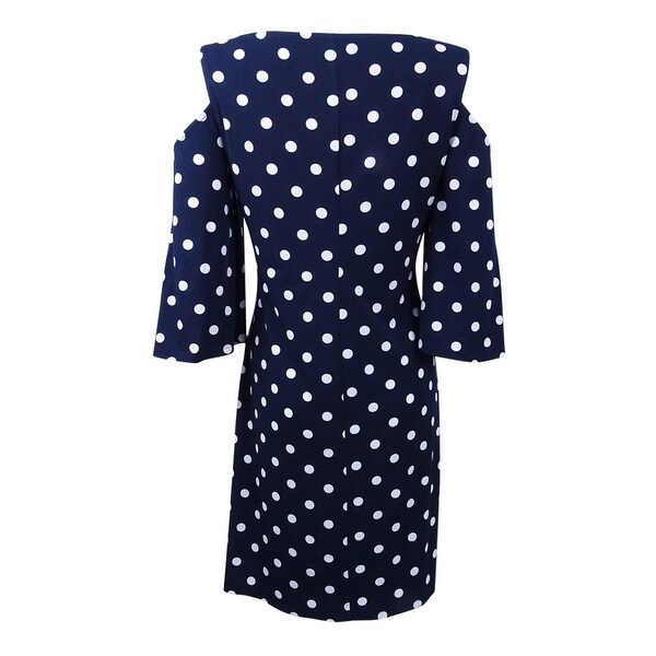 navy polka dot shift dress
