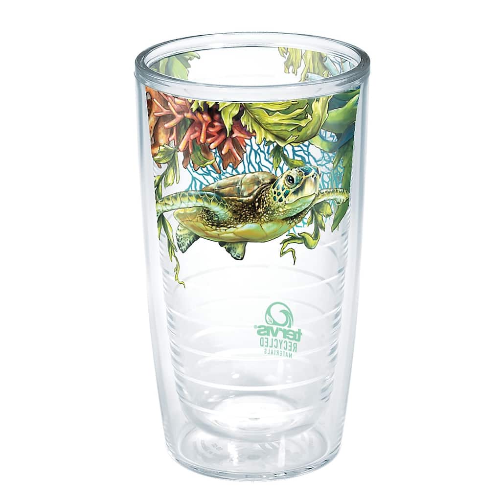 Tervis Recycled Made in USA Double Walled Insulated Travel Tumbler, Sea Turtle & Coral - 16oz