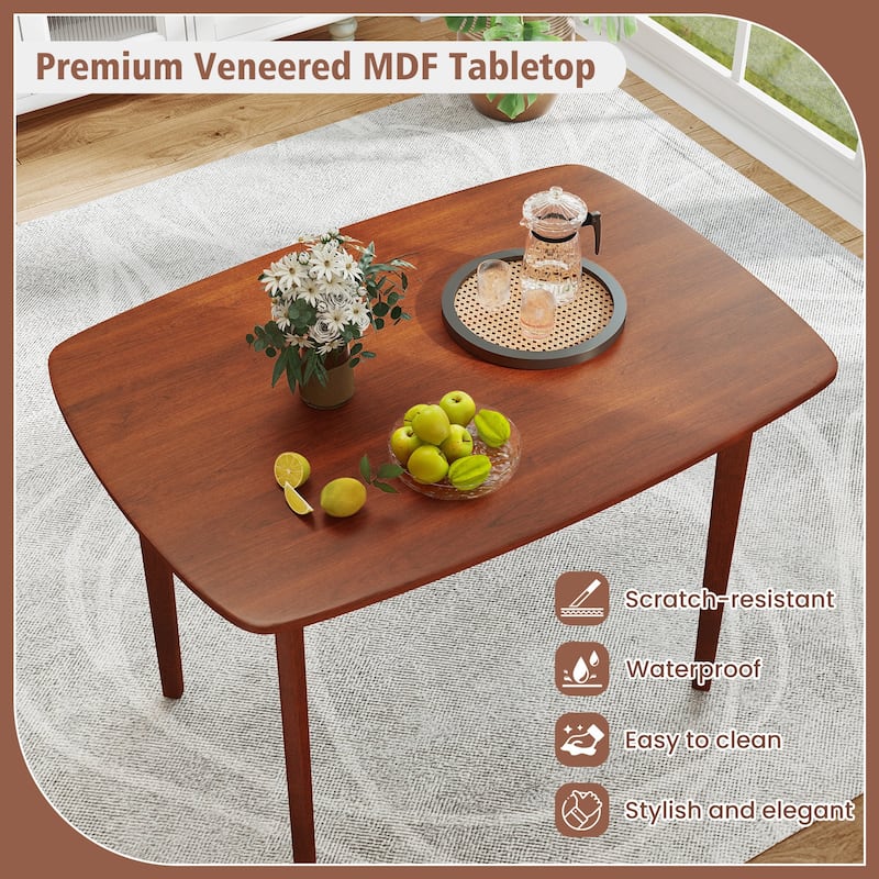 43" Rectangular Walnut Dining Table with Rubber Wood Legs Ideal for Dining or Workspace - 43" x 31" x 30"