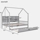 preview thumbnail 56 of 54, Wooden Twin Size House Bed with Trundle,Kids Bed with Shelf
