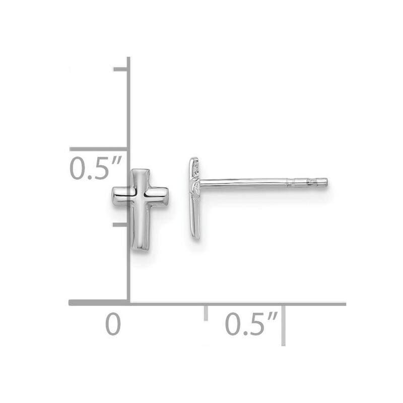 Curata 14k White Gold Polished Cross Post Earrings - 7.1x4.8mm