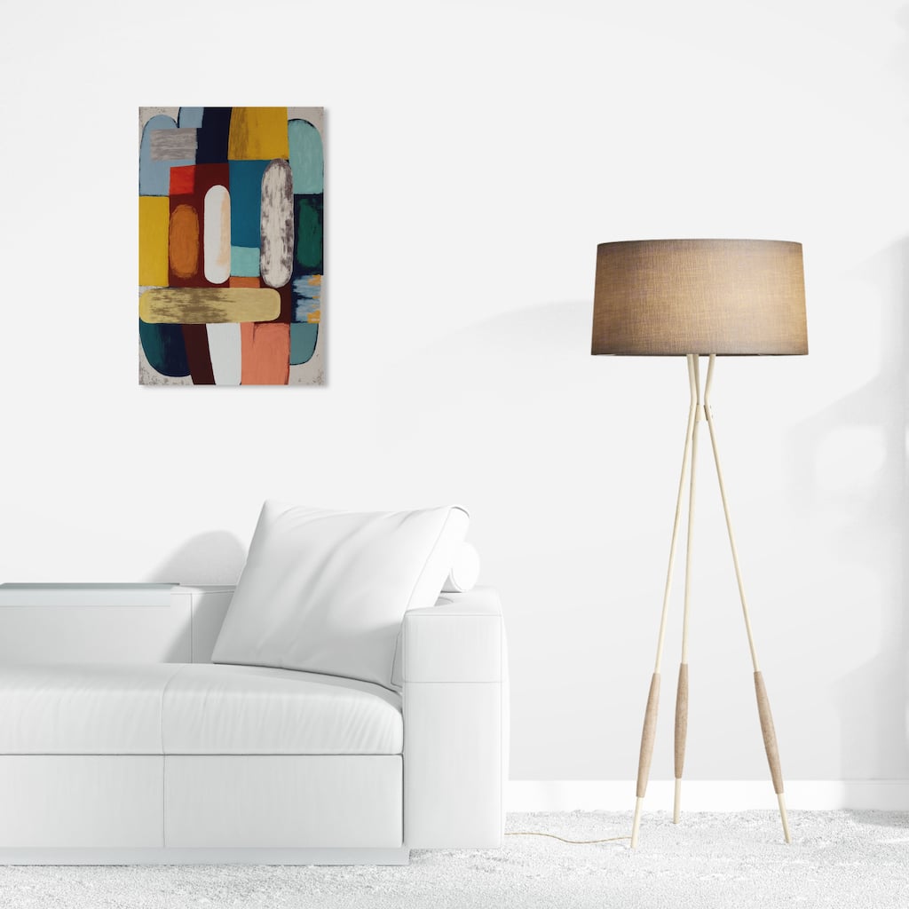 Wynwood Studio Canvas Abstract Musical Happiness Brown and Ochre Mid-Century Modern Wall Art Canvas Print