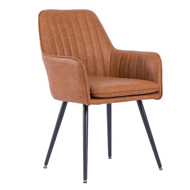 Brown Leather Dining Chair Set of 2 Side Chair Vanity Chair Coffee Chair Office Chair Accent Chair Upholstered Chair