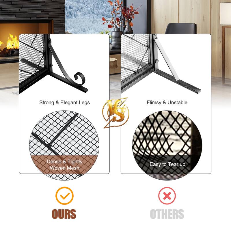 Costway 2-Panel Fireplace Screen w/ Double Door Fire Spark Guard - See Details