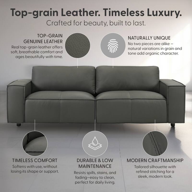 Clayton Top Grain Genuine Leather Loveseat, Sofa, or Living Room Set
