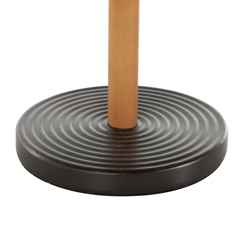 Black Metal Paper Towel Holder with Brown Wood Post