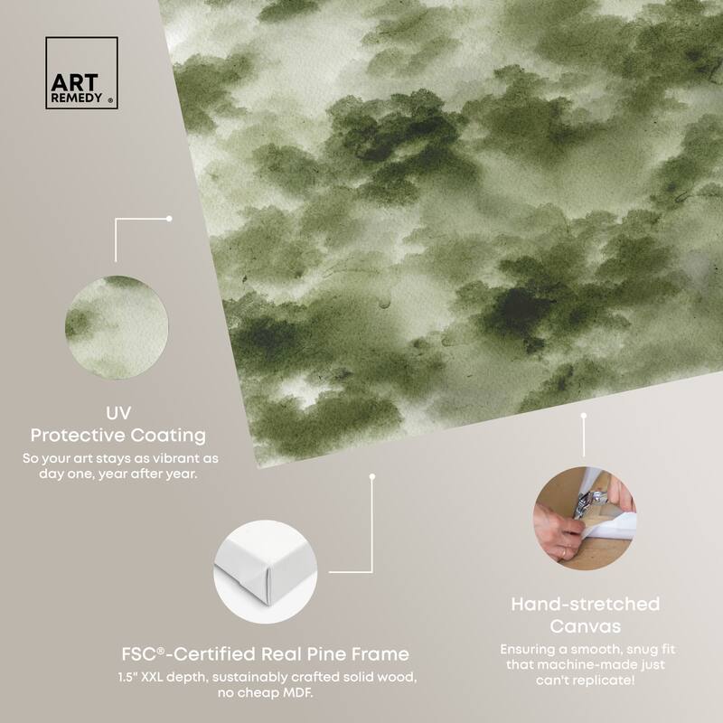 Art Remedy Foggy Rainforest Gallery Wrapped Watercolor Boho Abstracts