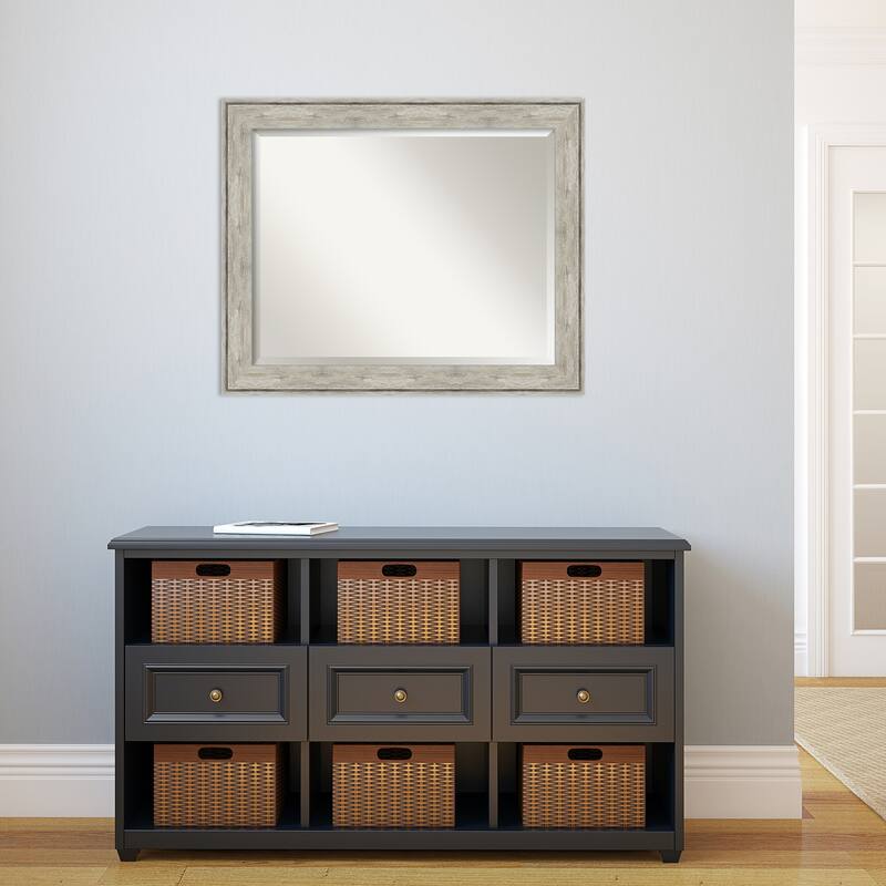 Beveled Wall Mirror - Crackled Metallic Frame - Crackled Metallic