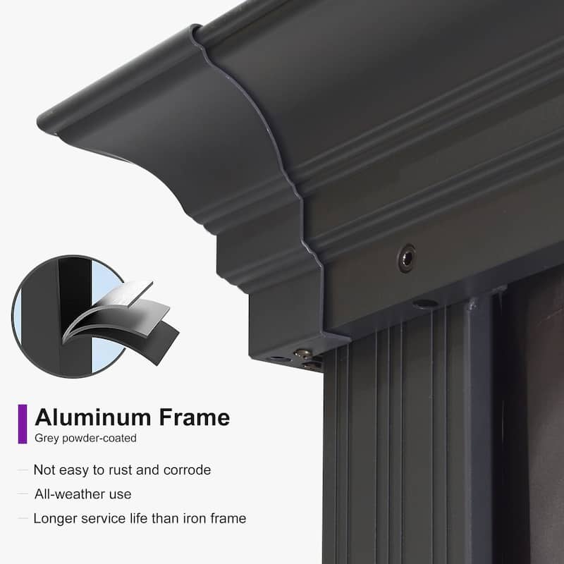 PURPLE LEAF Outdoor Galvanized Steel Hardtop Gazebo, Aluminum Frame Gazebo With Curtains