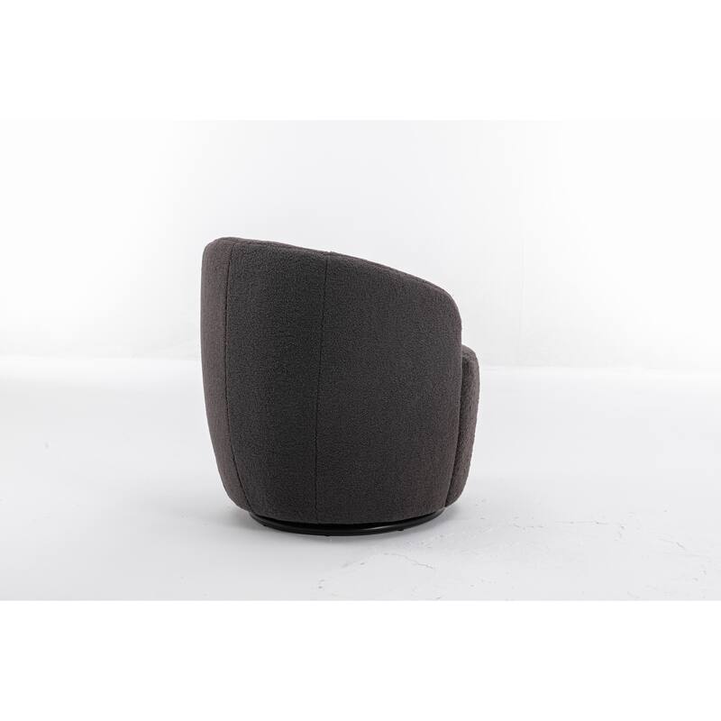 Wool Swivel Barrel Chair with 360° Rotation & Metal Base