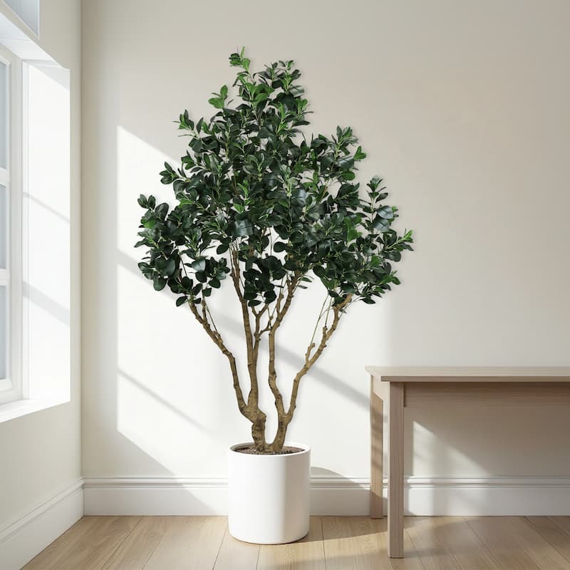 7.2FT Tall Artificial Silk Tree Large Faux Greenery Plant with Lifelike Leaves Potted Fake Plant, 1pc/set - Green