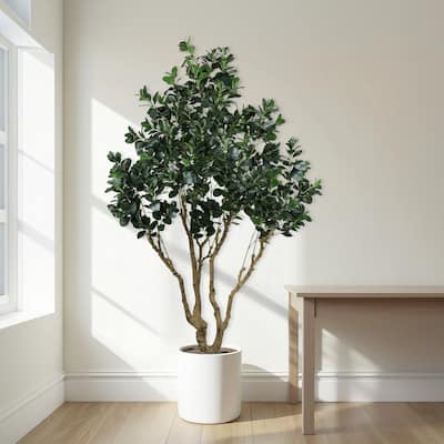 7.2FT Tall Artificial Silk Tree Large Faux Greenery Plant with Lifelike Leaves Potted Fake Plant, 1pc/set