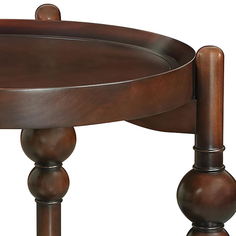 Classic Solid Wood Round Side Table with Functional Lower Shelf
