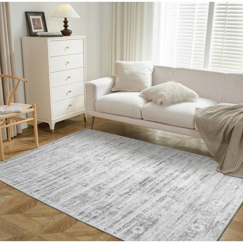 DriftAway Area Rug Washable Rugs for Living Room Non Slip Rubber Backing Low Pile Non Shedding Boho Foldable Vintage Rugs