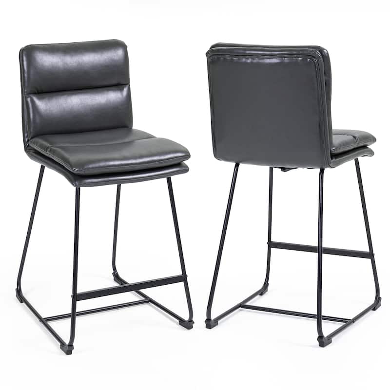 Set of 2 Aulani Upholstered Metal Frame Counter Stool - Grey