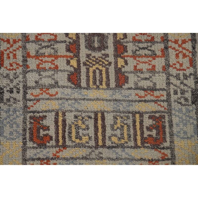Tribal Geometric Khotan Runner Rug Handmade Oriental Wool Carpet - 2'5"x 9'11"