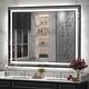 preview thumbnail 136 of 156, UL Certified Black Metal Framed LED Front Light and Backlit Anti-Fog Wall Bathroom/ Vanity Mirror 51" x 40"-Square Corner - Black