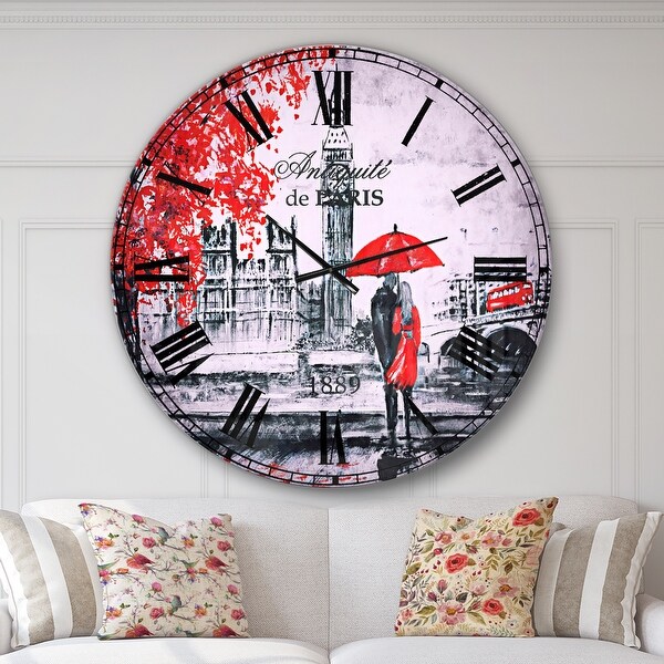 Designart 'Couples Walking in London' Vintage Large Wall CLock. Opens flyout.