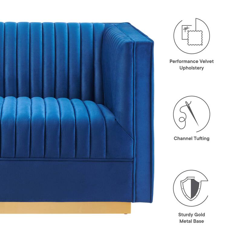 Sanguine Channel Tufted Performance Velvet 3-Seat Sectional Sofa