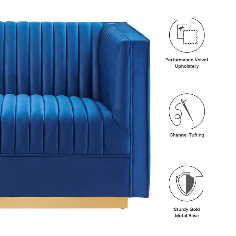 Sanguine Channel Tufted Performance Velvet 4-Seat Sectional Sofa