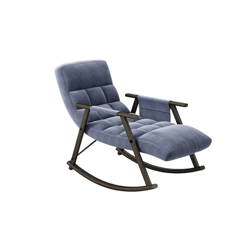Casual Folding Rocking Chair,Lounge Rocking Chair Adjustable High Back and Foot Rest,Side Pockets Placed in Living Room Bedroom