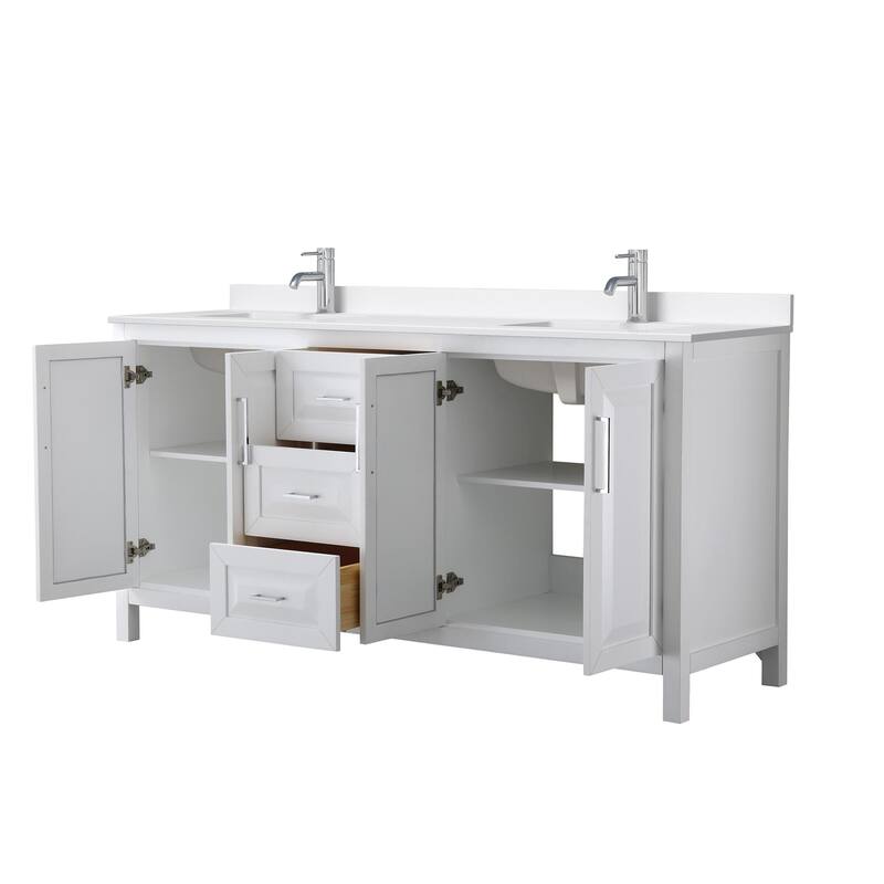 Daria 72-inch Double Vanity, Single Hole Quartz Top