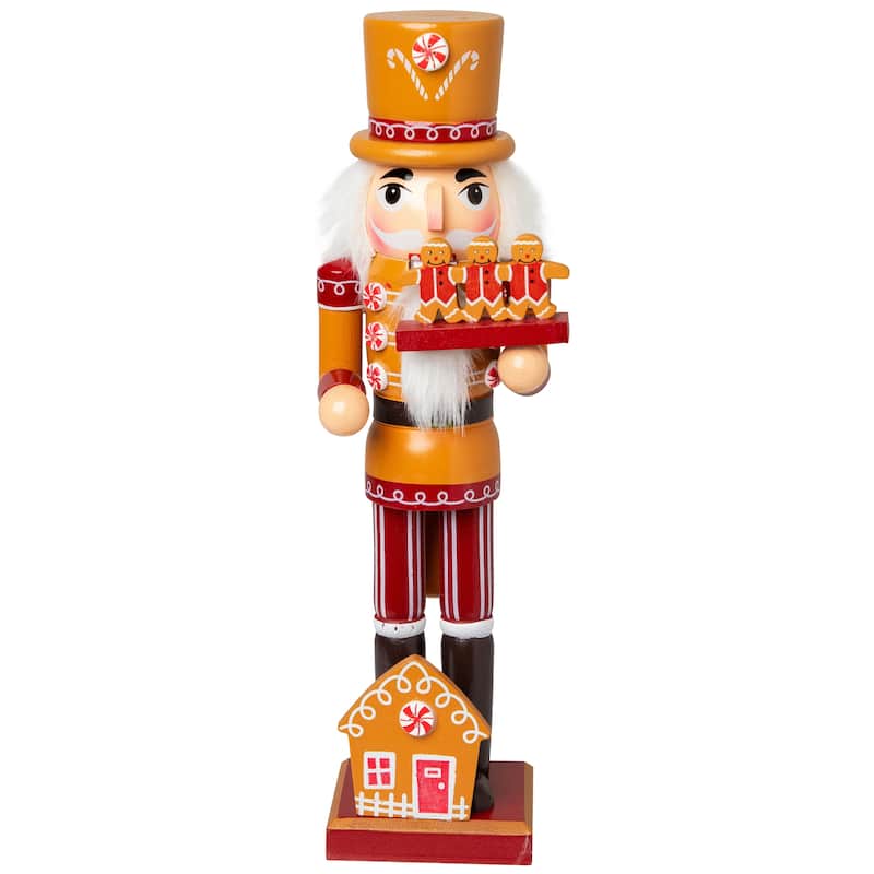 Peppermint Gingerbread Wooden Christmas Nutcracker - 14"