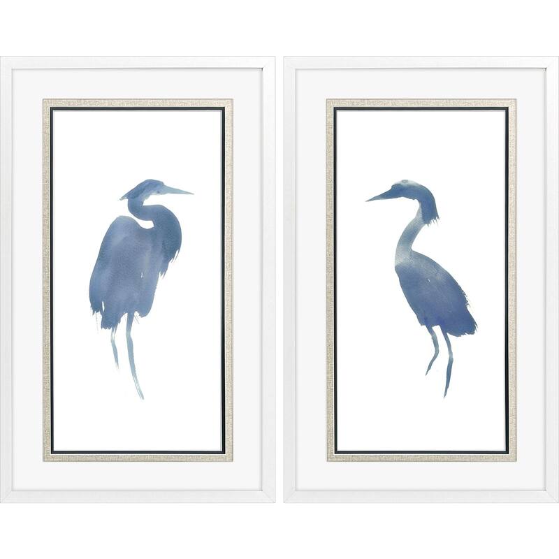 Paragon Heron in Blue Framed Art - Set of 2