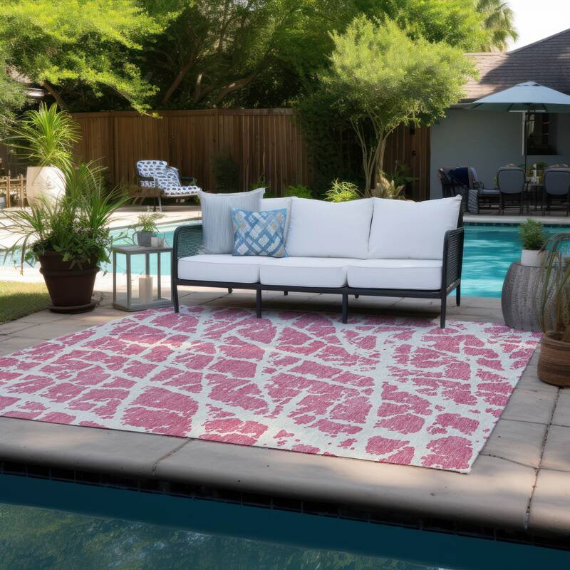 Daso Unique Abstract Weather Resistant Classic Meets Modern Outdoor Rug