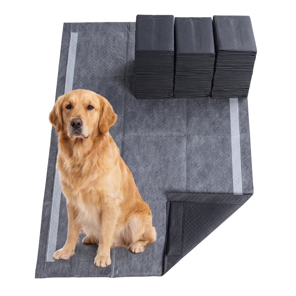 Gymax Charcoal Dog Pee Pads 35.5'' x 24'' 6-Layer Leak-Proof Pet Potty - Black