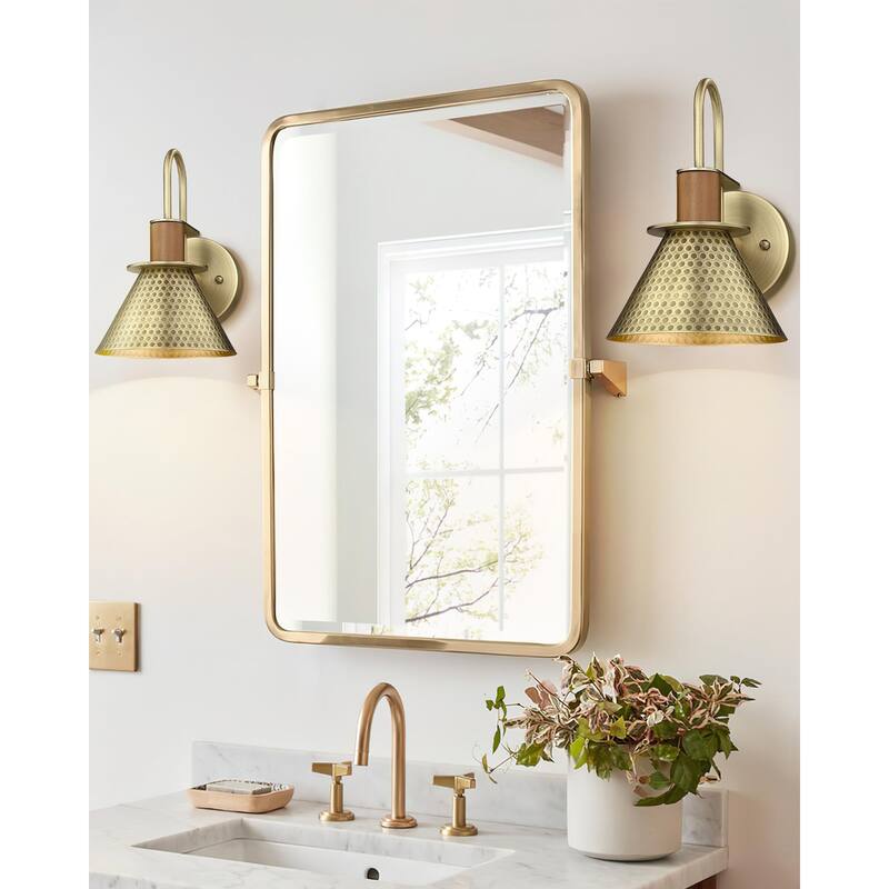Rustic Gooseneck Wall Sconces, Wall Light, Hammered Metal Shade