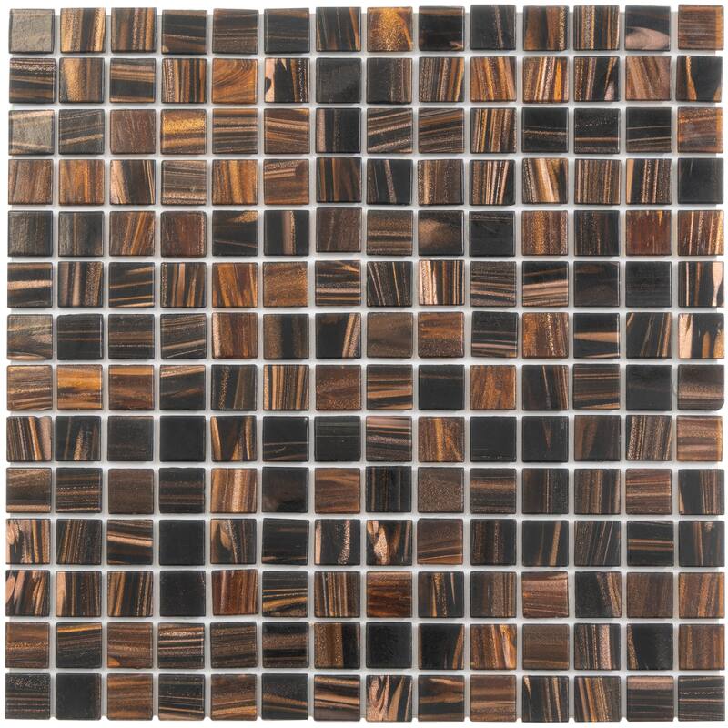 Apollo tile 12" x 12" Mingles Glossy Dark Brown Glass Tile (20 sq ft/case) - 20 Pack