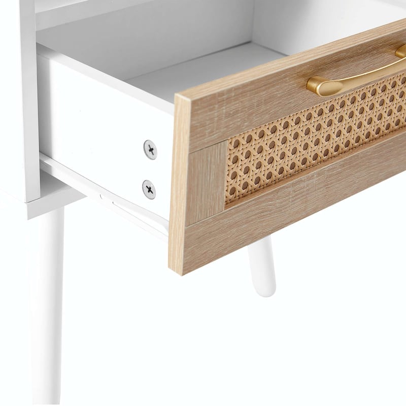 15.75" Rattan 1-Drawer Nightstand