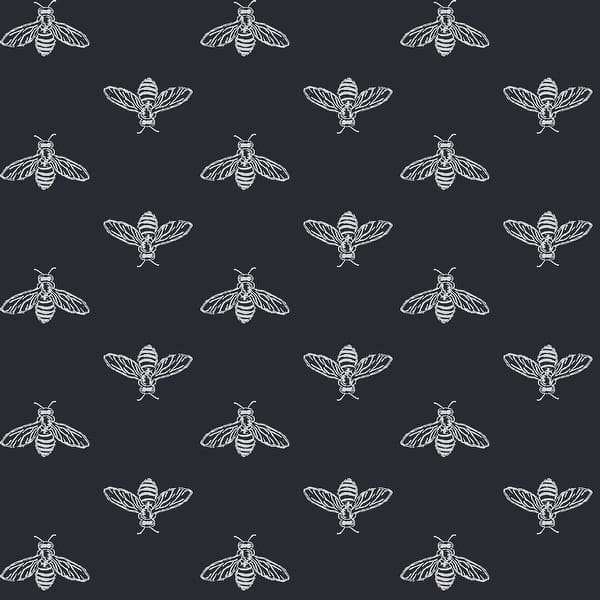 slide 2 of 4, Joules Block Print Bee French Navy Wallpaper