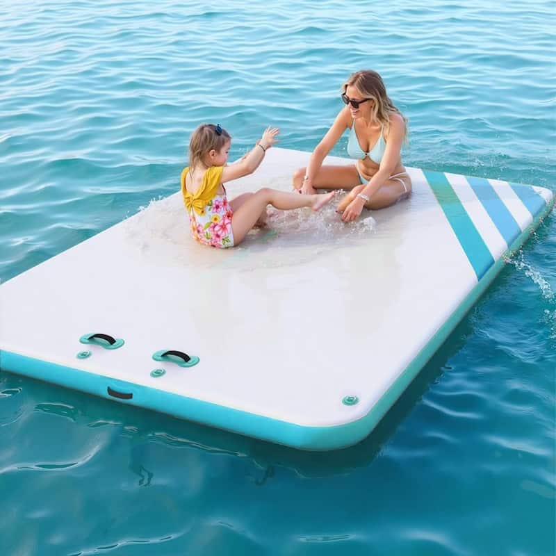 Inflatable Floating Dock Platform with Portable Carrying Bag - 10 x 6 ft