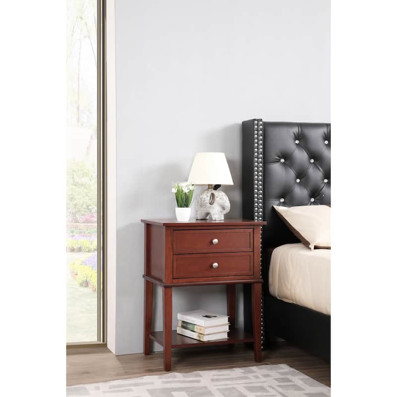 Cherry Nightstand 28x22x16 Contemporary Bedside Table with Open Shelf Storage, Compact Durable Design for Bedroom