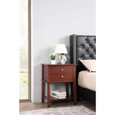 Cherry Nightstand 28x22x16 Contemporary Bedside Table with Open Shelf Storage, Compact Durable Design for Bedroom