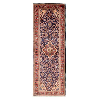 Andelz Navy, Red Rug 4'5" x 11'7" - 3'5 x 10'0