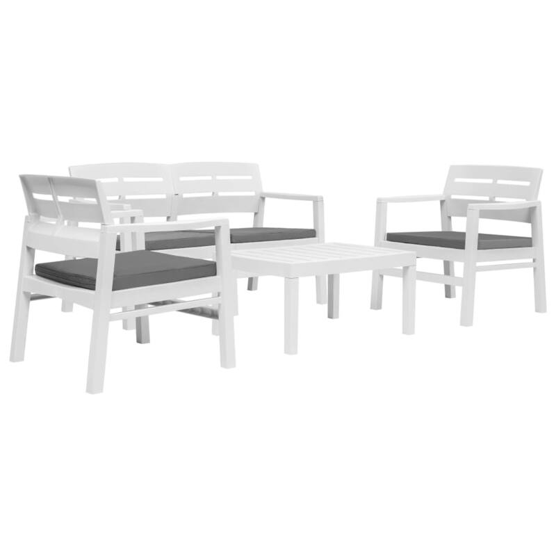 vidaXL Patio Furniture Set 4 Piece Conversation Set Table and Chairs Plastic - 30.7" x 21.7" x 15"