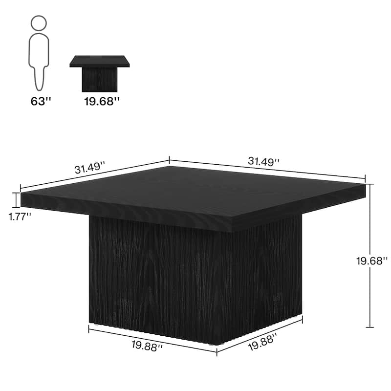 Square Coffee Table, 31.5-Inch Wooden Coffee Tables for Living Room, Vintage Brown Large Center Table